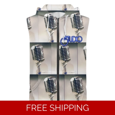 Custom Zipper Sleeveless Hoodie  Elvis Mic